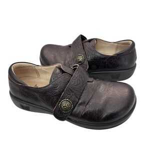ALEGRIA Joleen Espresso Gale Tooled Clog Professional Comfort Shoe Size 38 us 8